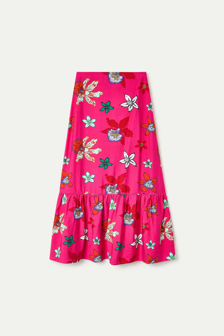 Compania Fantastica Long Skirt in Fuchsia Floral