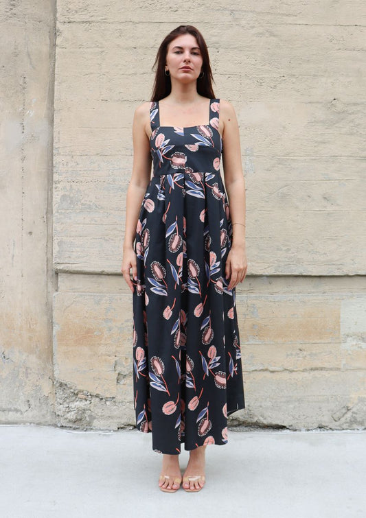 Bel Kazan Janie Dress in Coral Thistle