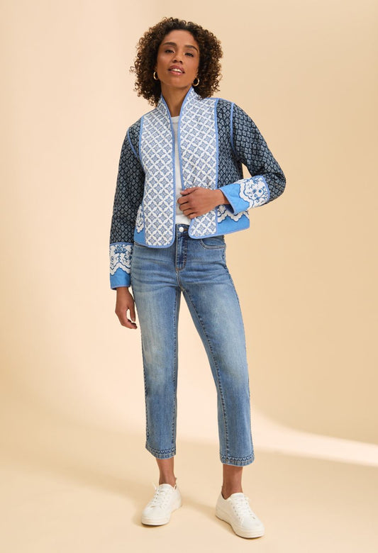 FDJ Reversible Print to Chambray Quilted Jacket