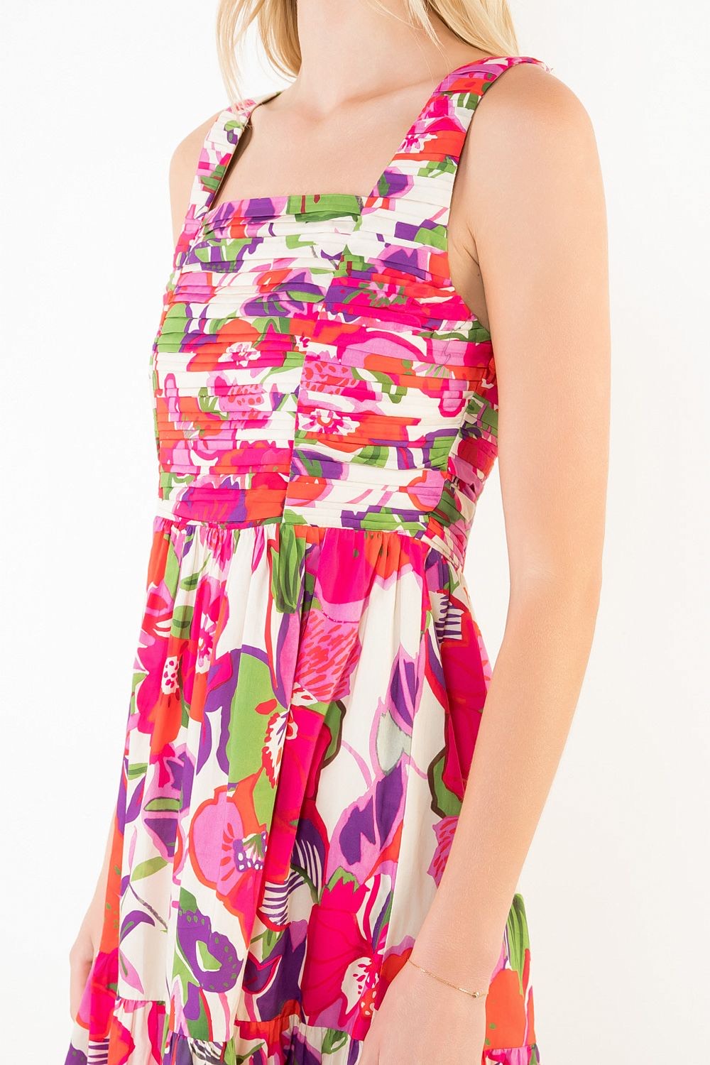 THML Tank Print Floral Dress with Back Detail