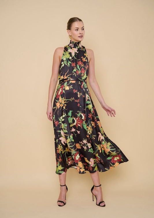 Flora Bea Lynn Hi Neck Midi Dress