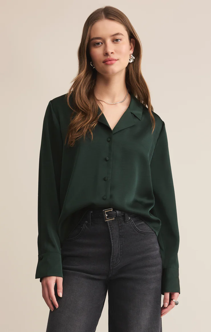 ZSupply Ana Satin Vneck Blouse