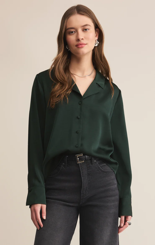 ZSupply Ana Satin Vneck Blouse