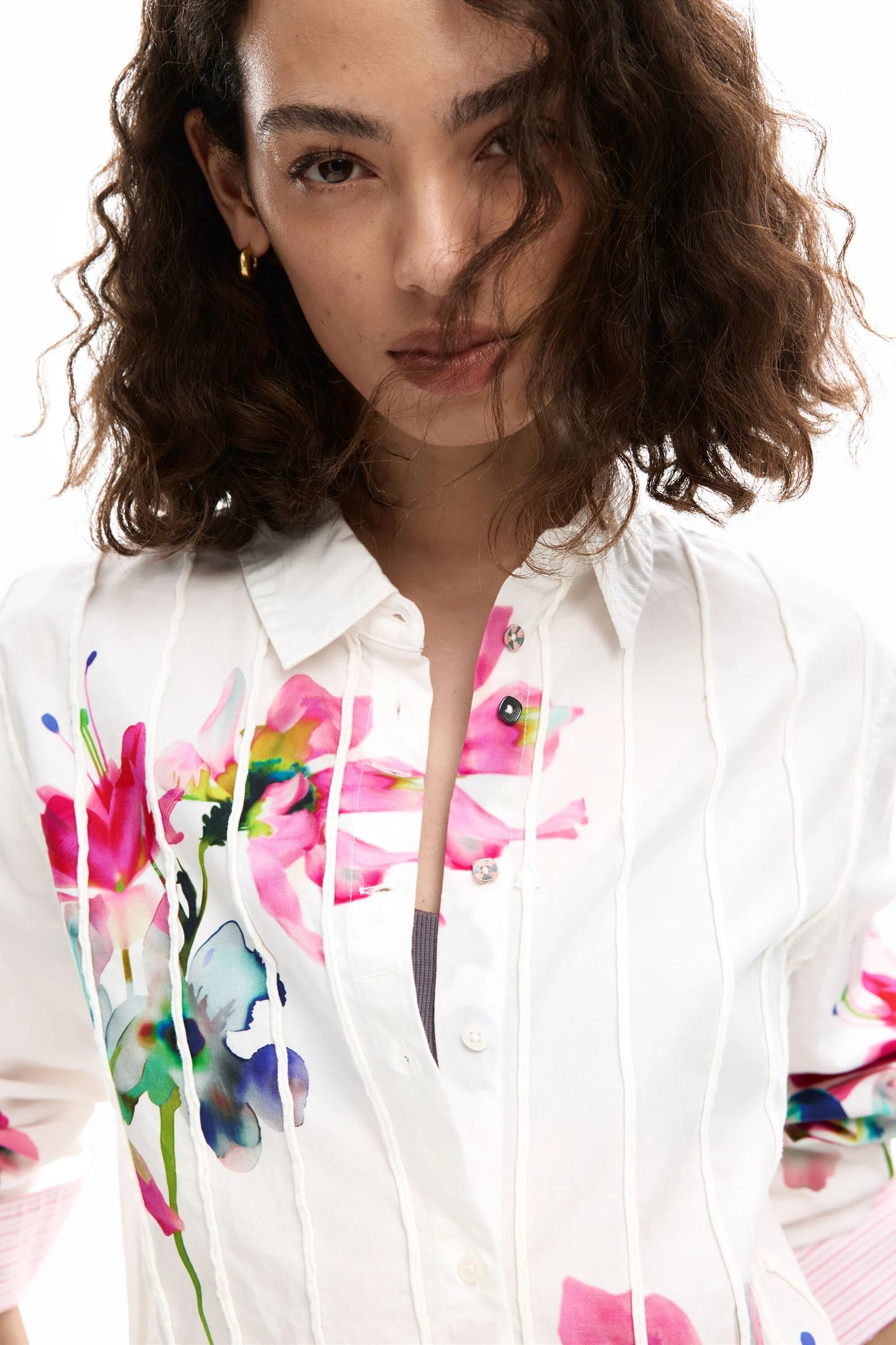 Desigual White Floral Blouse