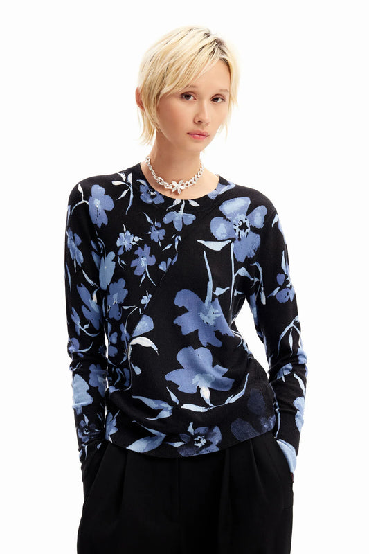 Desigual Dark Floral Pullover Sweater