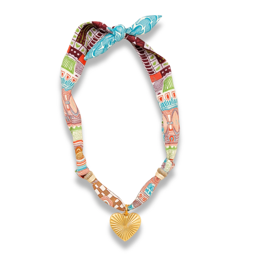Silk Necklace with Charms in 2 Styles