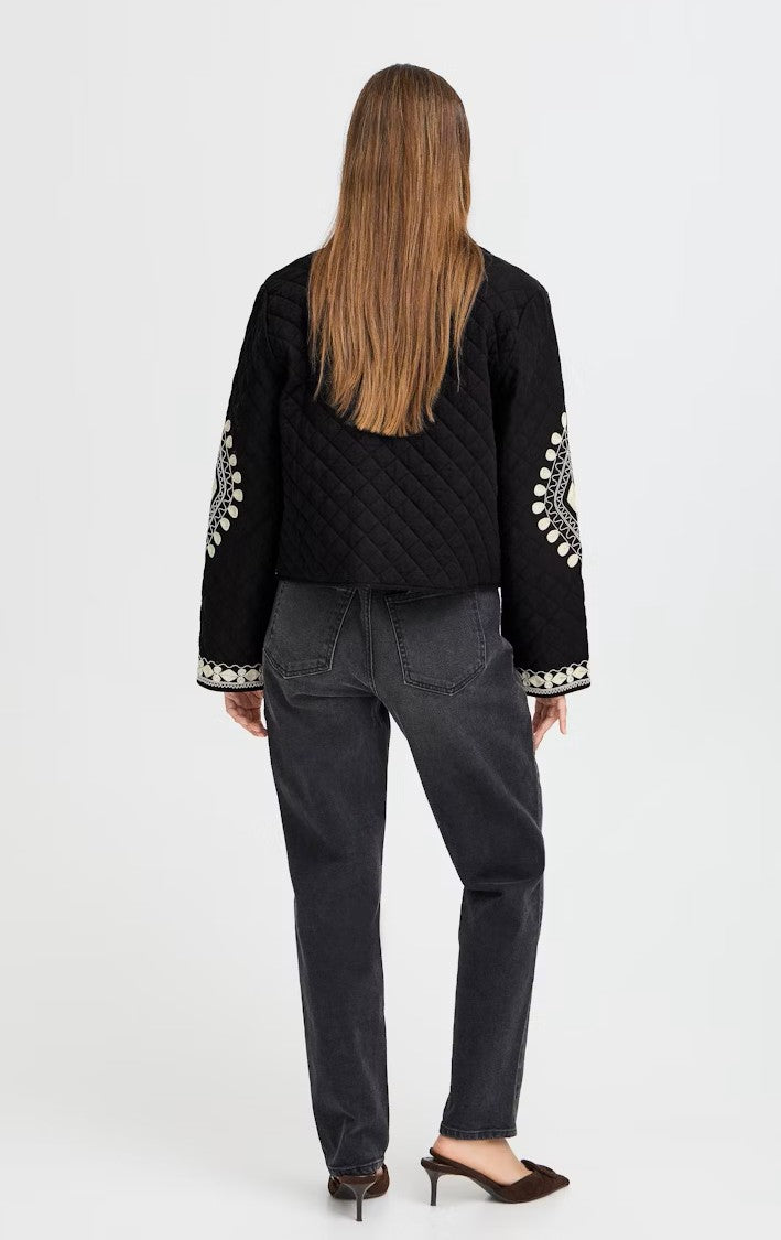 B.Young Embroidered Black and White Jacket