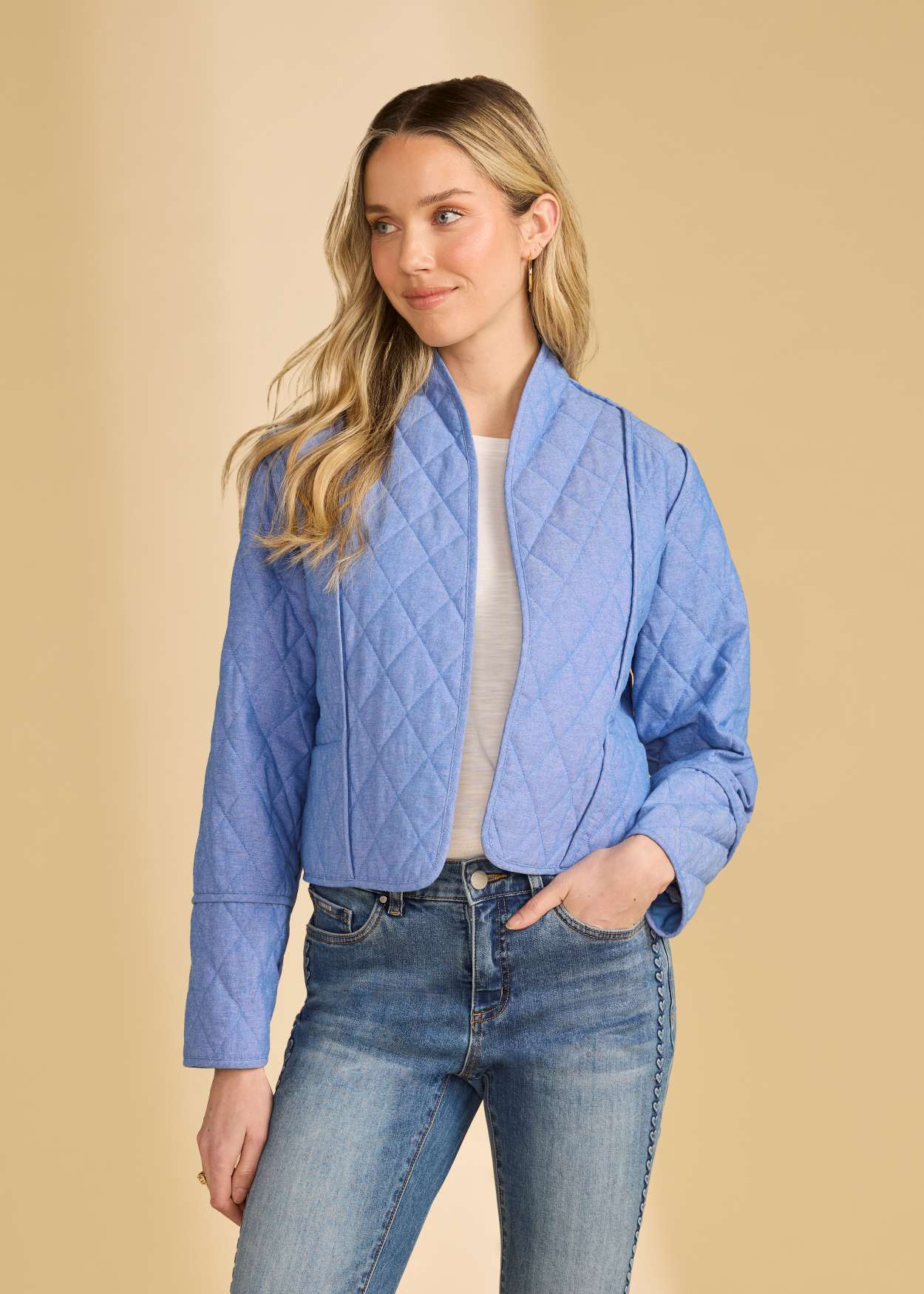 FDJ Reversible Print to Chambray Quilted Jacket