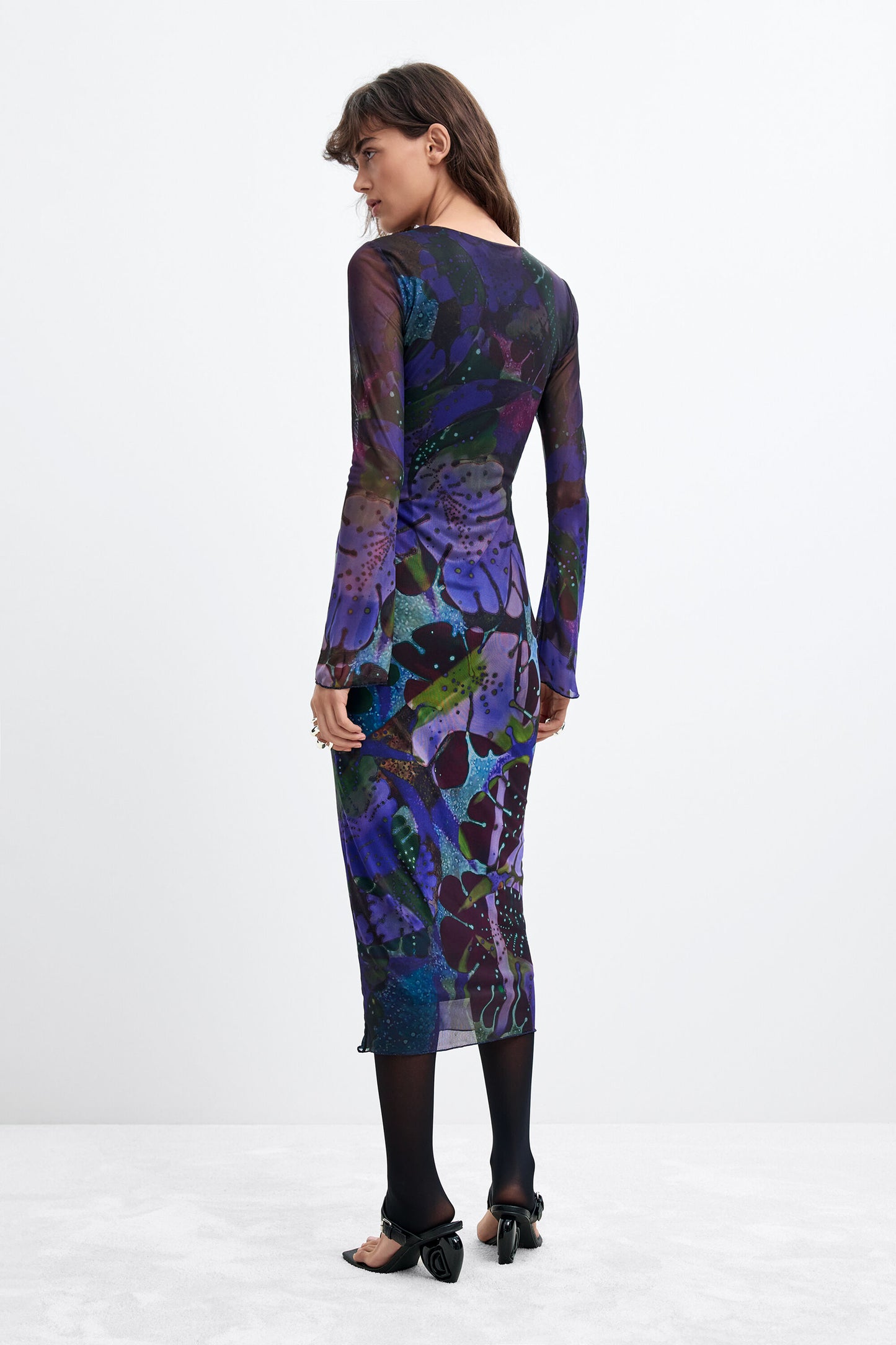 Desigual Crew Fitted Mesh Print Dress
