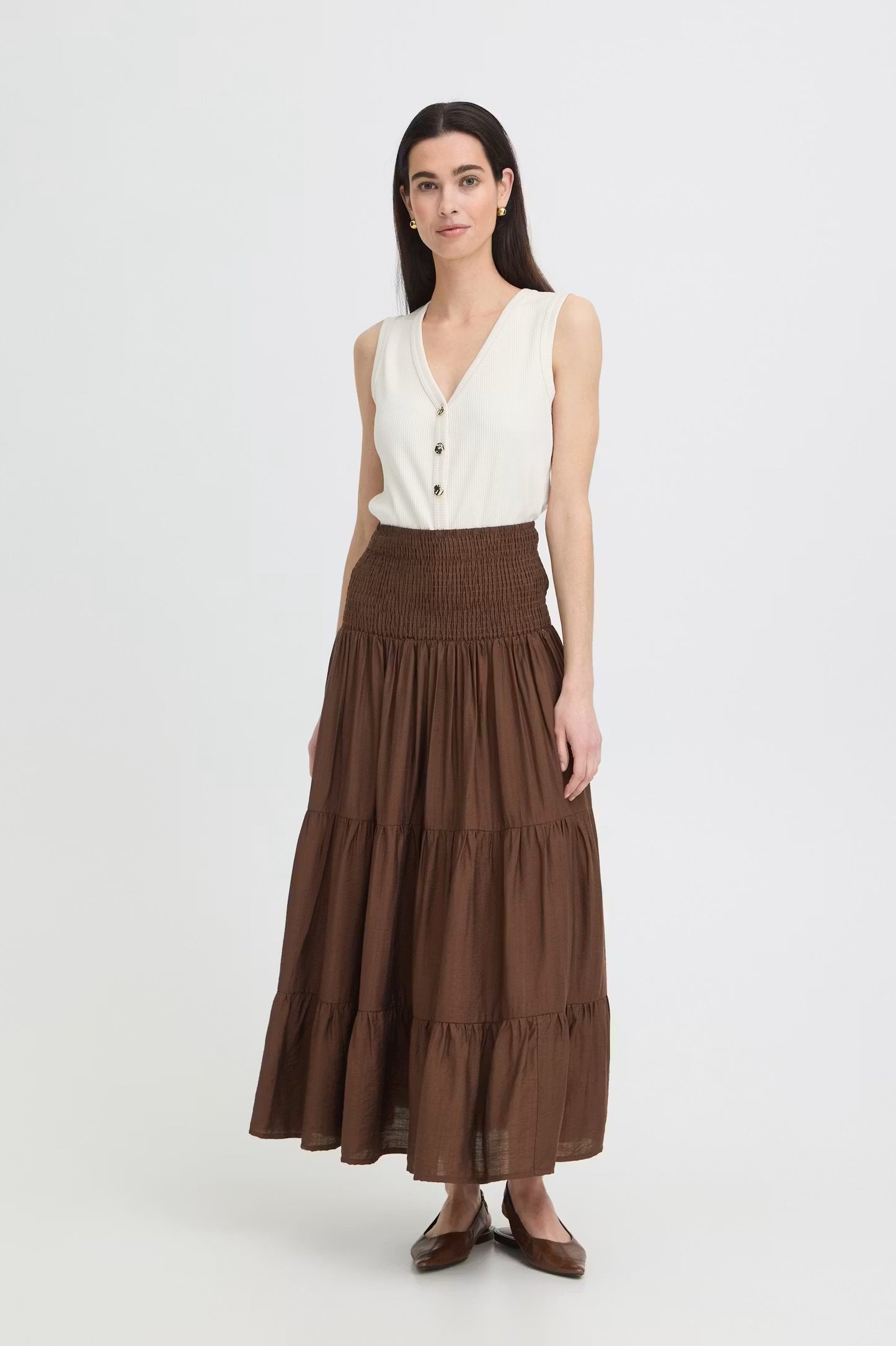 BYoung Joannie Smocked Maxi Skirt