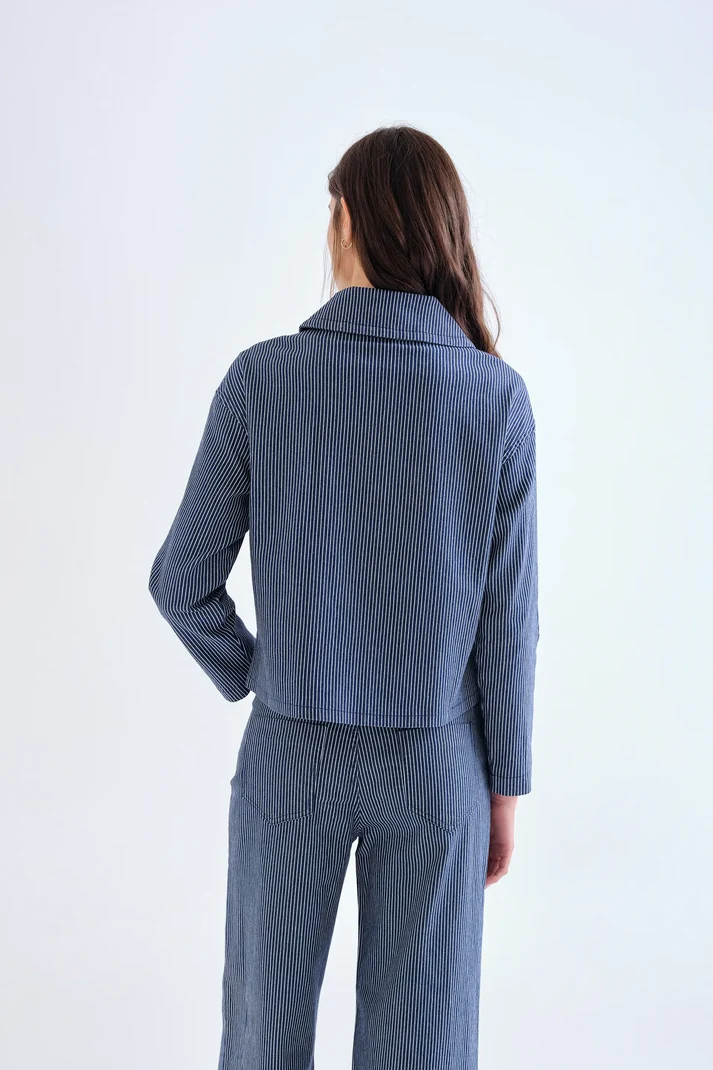 Compania Fantastica Striped Jacket with Heart Buttons