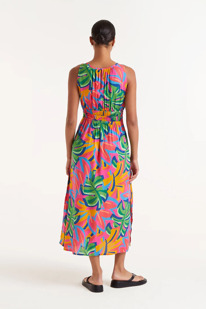 Compania Fantastica Colorful Leaf Print Dress