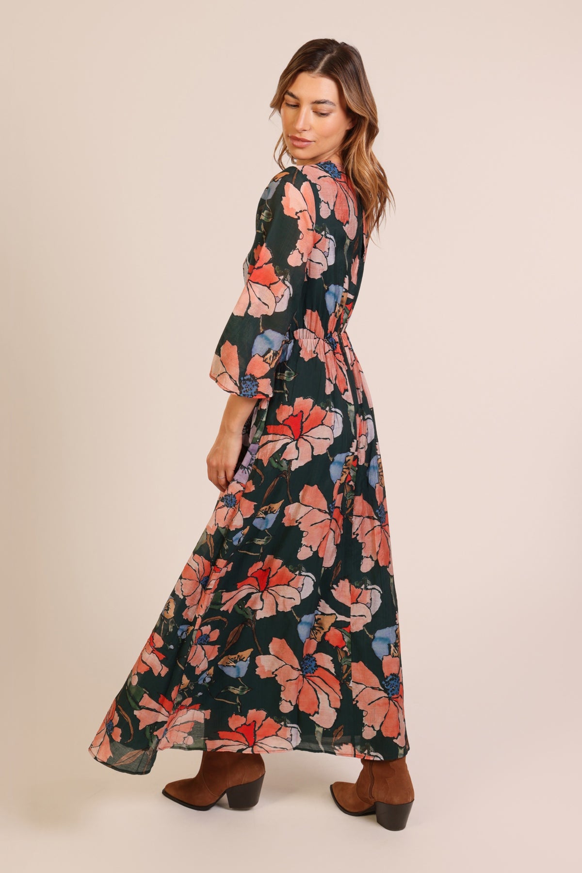 Traffic People Millie Maxi Dress in Green Print