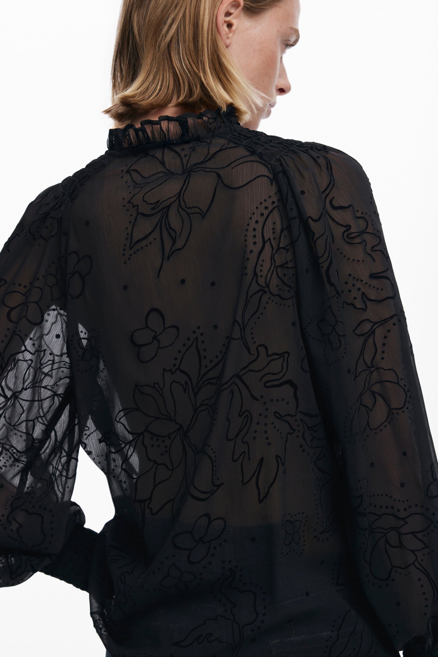 Desigual Must Have Sheer Flocked Blouse