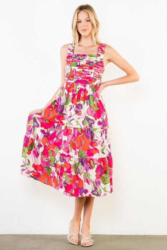 THML Tank Print Floral Dress with Back Detail