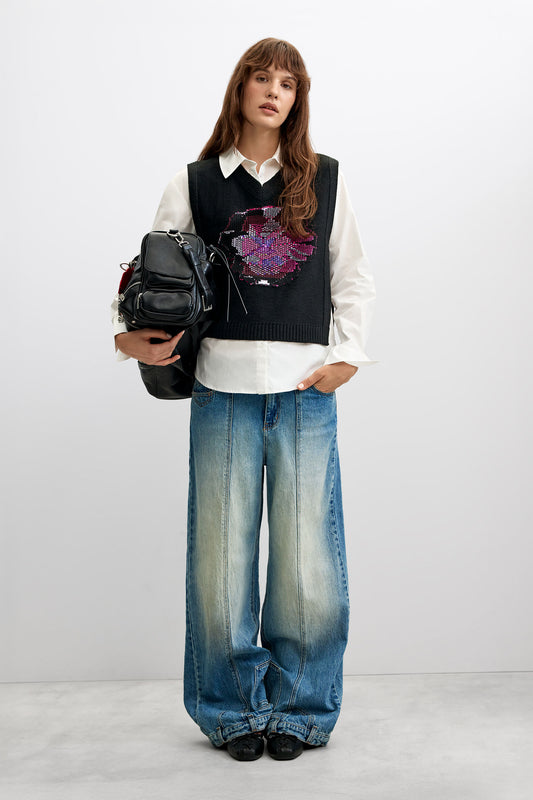 Desigual 2-in-1 Flower Vest & Button Up Shirt