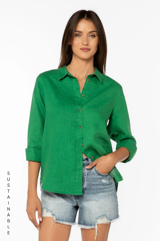 Velvet Heart Carmine Button-Up Linen Top