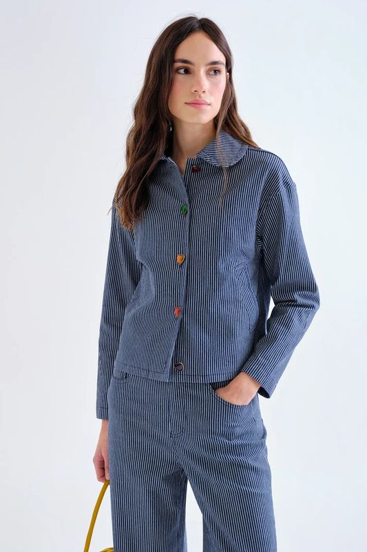 Compania Fantastica Striped Jacket with Heart Buttons