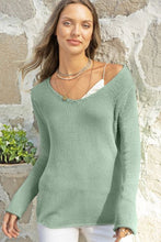 Load image into Gallery viewer, Wooden Ships Vneck Cotton Shirt Tails Sweater in Sea Sage
